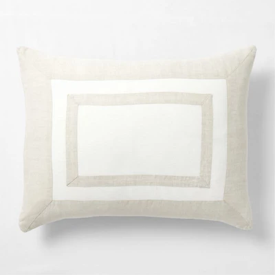 Aire Natural EUROPEAN FLAX ™-Certified Linen Border Crisp White/Arcadia Tan Standard Bed Pillow Sham