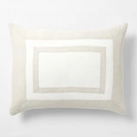 Aire Natural EUROPEAN FLAX ™-Certified Linen Border Crisp White/Arcadia Tan Standard Bed Pillow Sham