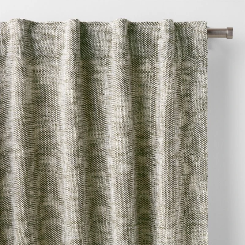 EUROPEAN FLAX ™-Certified Textured Linen Burnt Green Window Curtain Panel 48"x96"