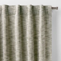 EUROPEAN FLAX ™-Certified Textured Linen Burnt Green Window Curtain Panel 48"x96"