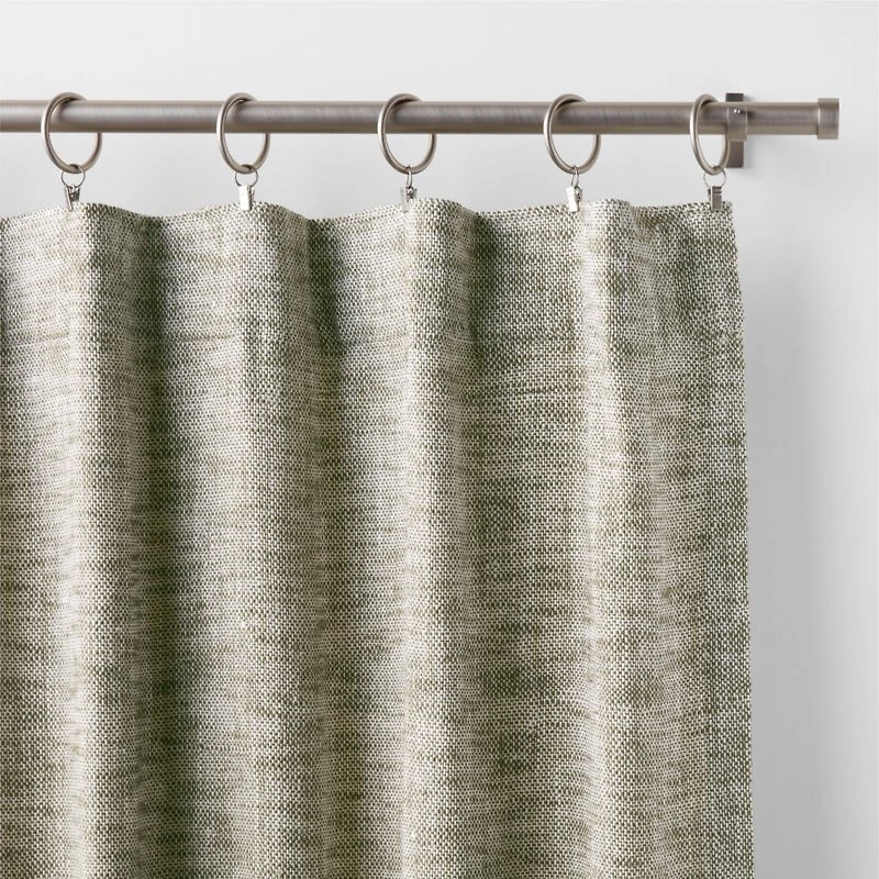 EUROPEAN FLAX ™-Certified Textured Linen Burnt Green Window Curtain Panel 48"x96"