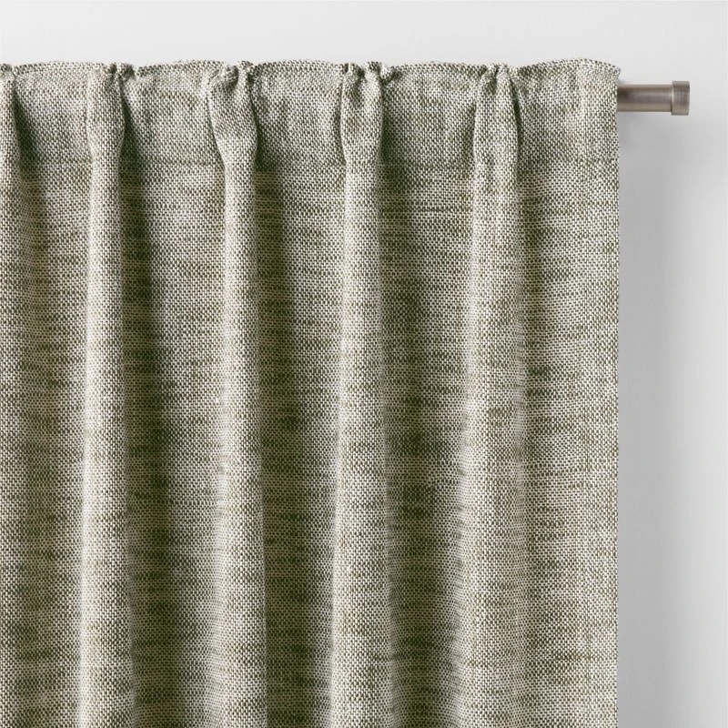 EUROPEAN FLAX ™-Certified Textured Linen Burnt Green Window Curtain Panel 48"x96"