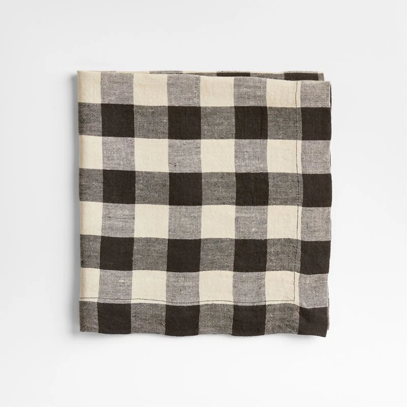 Marin Black and Natural EUROPEAN FLAX ™-Certified Linen Buffalo Check Napkin