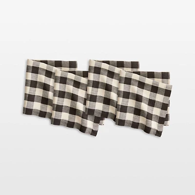 Marin Black and Natural EUROPEAN FLAX ™-Certified Linen Buffalo Check Napkin