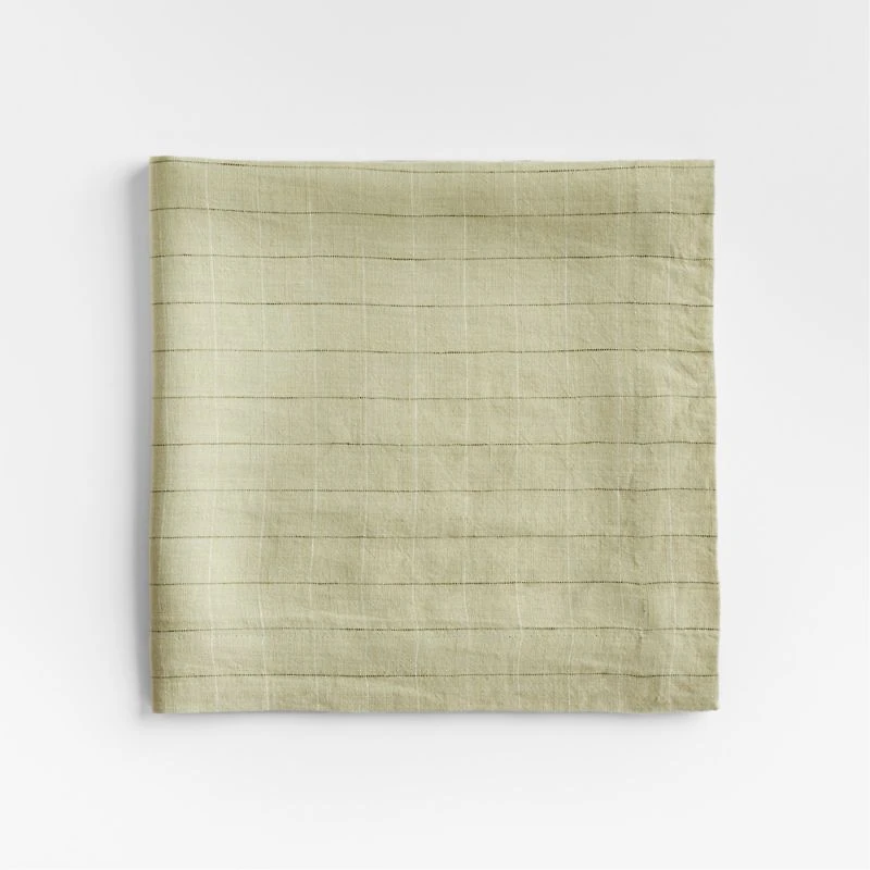 Marin Green European Flax ™-Certified Linen Windowpane Napkin