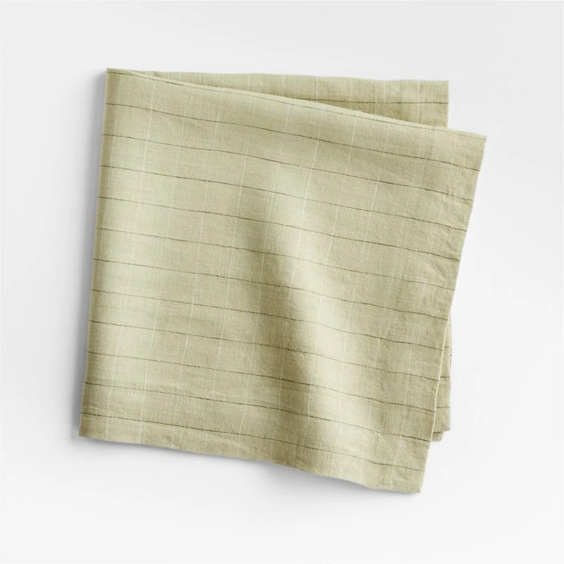 Marin Green European Flax ™-Certified Linen Windowpane Napkin