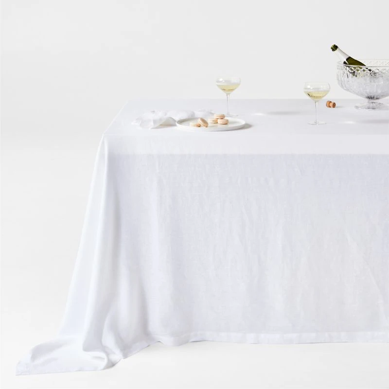 Marin White Oversized EUROPEAN FLAX ™-Certified Linen Tablecloth