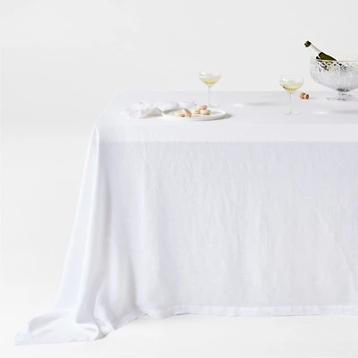 Marin White Oversized EUROPEAN FLAX ™-Certified Linen Tablecloth