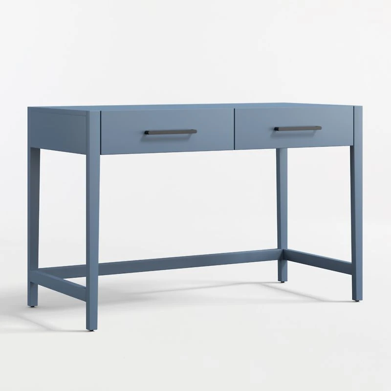 Ever Simple Modular Slate Blue Wood Wide 2-Drawer Kids Desk