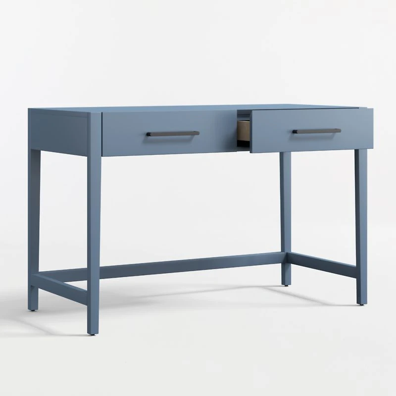 Ever Simple Modular Slate Blue Wood Wide 2-Drawer Kids Desk