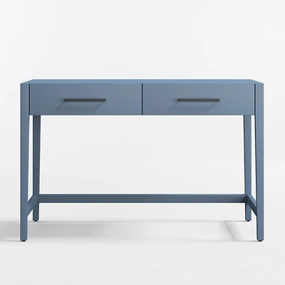 Ever Simple Modular Slate Blue Wood Wide 2-Drawer Kids Desk