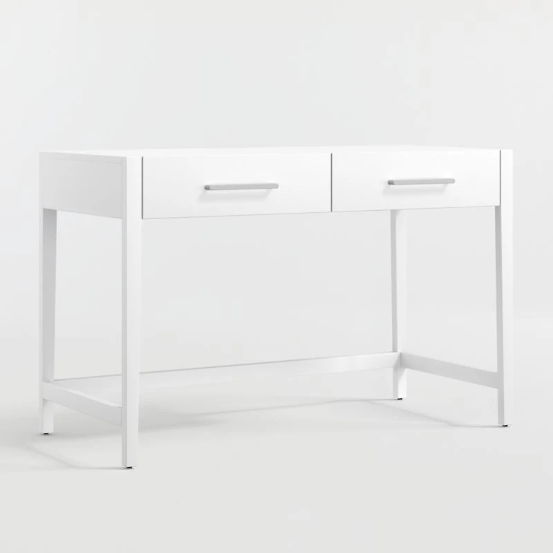 Ever Simple Modular White Wood Wide 2-Drawer Kids Desk