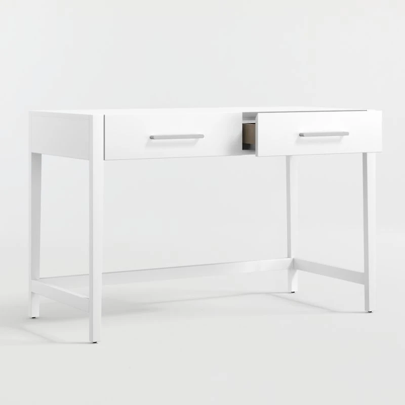 Ever Simple Modular White Wood Wide 2-Drawer Kids Desk