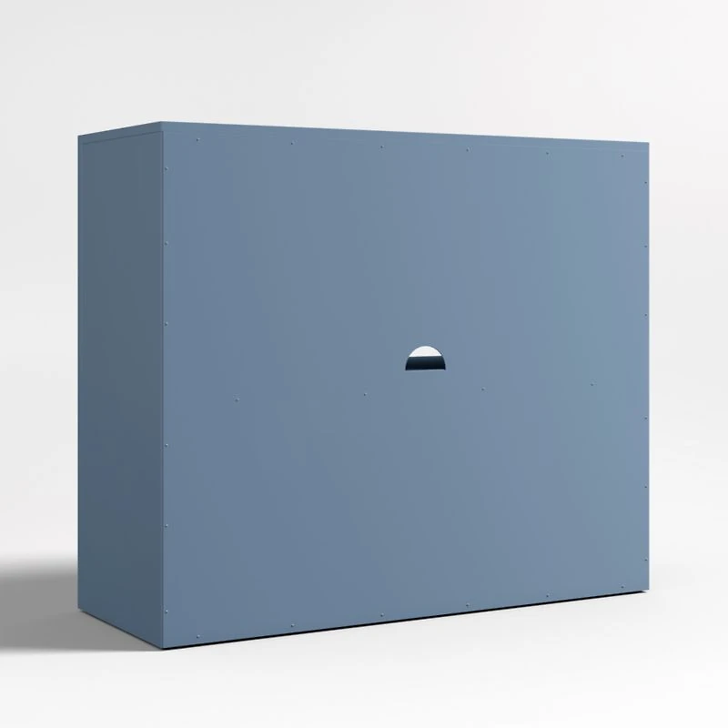 Ever Simple Modular Slate Blue Wood Kids Bookcase with Drawer