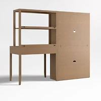 Ever Simple Modular Natural Brown Wood Kids Workspace Suite