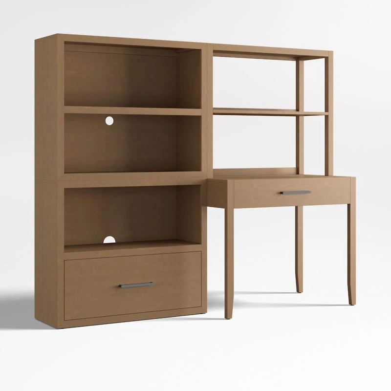 Ever Simple Modular Natural Brown Wood Kids Workspace Suite