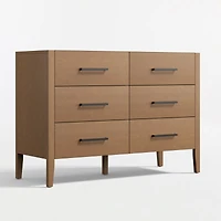 Ever Simple Flax Brown Wood 6-Drawer Kids Dresser