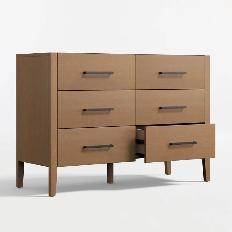 Ever Simple Flax Brown Wood 6-Drawer Kids Dresser