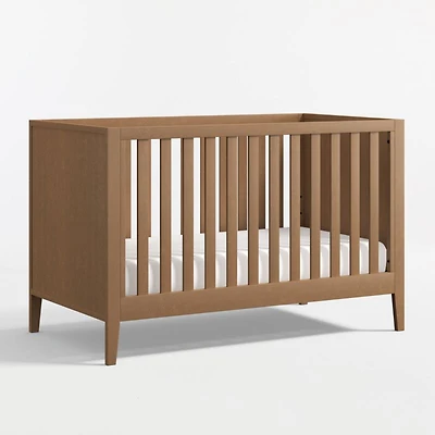 Ever Simple Flax Brown Wood Convertible Baby Crib
