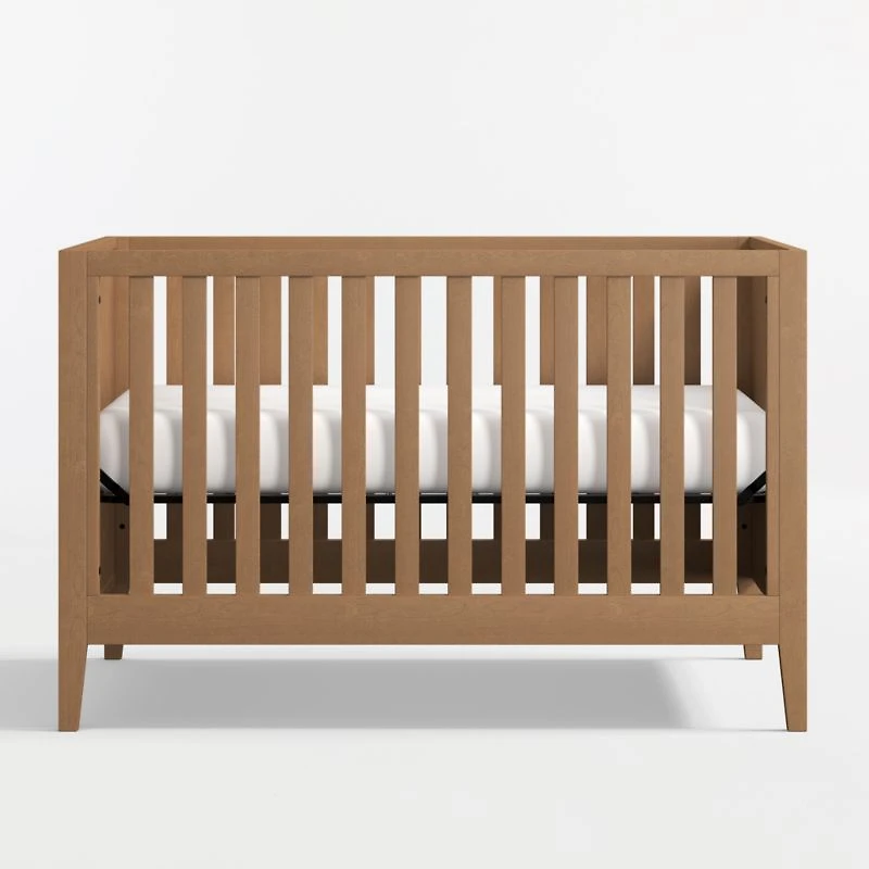 Ever Simple Flax Brown Wood Convertible Baby Crib