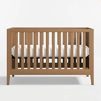 Ever Simple Flax Brown Wood Convertible Baby Crib