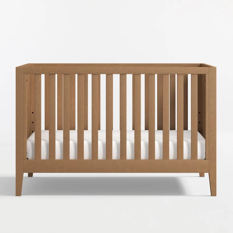 Ever Simple Flax Brown Wood Convertible Baby Crib