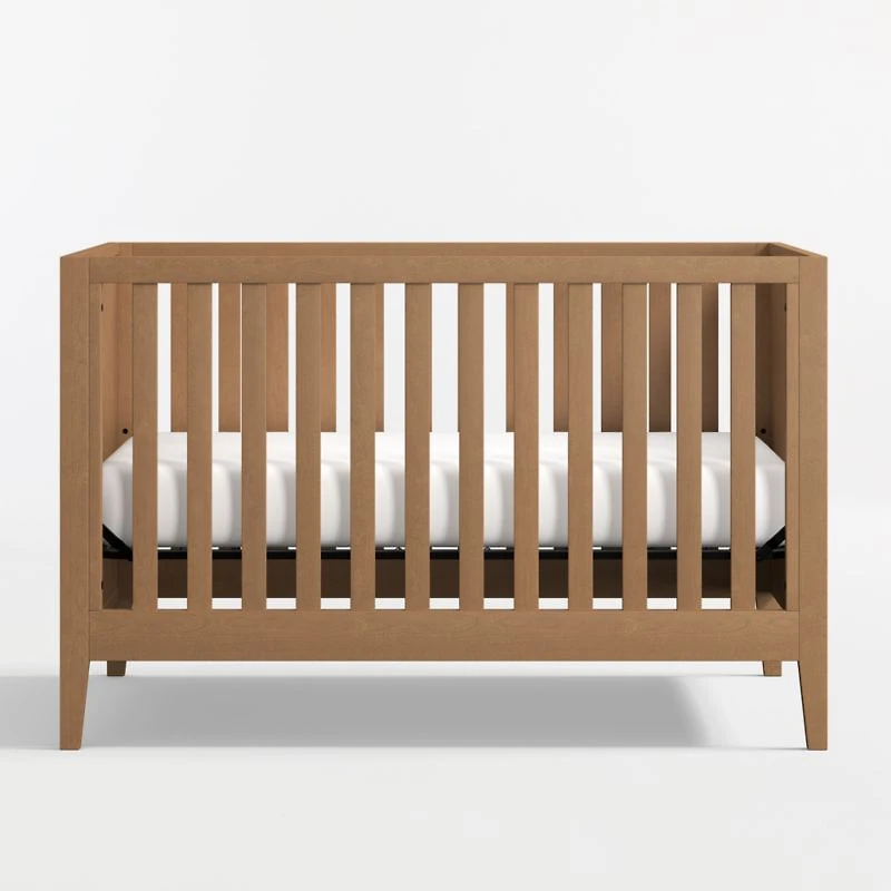Ever Simple Flax Brown Wood Convertible Baby Crib