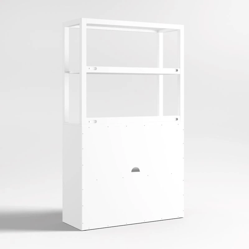 Ever Simple Modular White Wood Kids Drawer Bookcase with Hutch