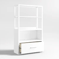 Ever Simple Modular White Wood Kids Drawer Bookcase with Hutch
