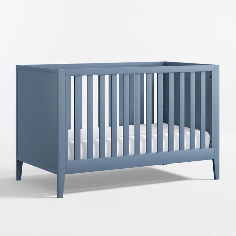 Ever Simple Slate Blue Wood Convertible Baby Crib