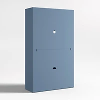 Ever Simple Modular Slate Blue Wood Kids Open Bookcase with Drawer