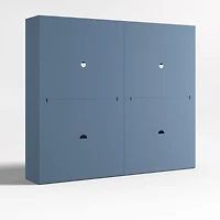 Ever Simple Set of 2 Modular Slate Blue Wood Kids Open Bookcases with Drawers