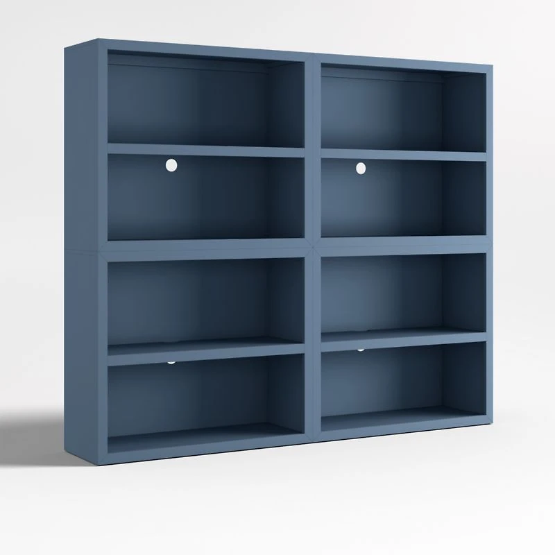 Ever Simple Set of 2 Modular Slate Blue Wood Kids Open Bookcases
