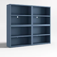 Ever Simple Set of 2 Modular Slate Blue Wood Kids Open Bookcases