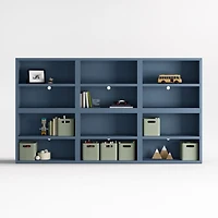 Ever Simple Set of Modular Slate Blue Wood Kids Open Bookcases