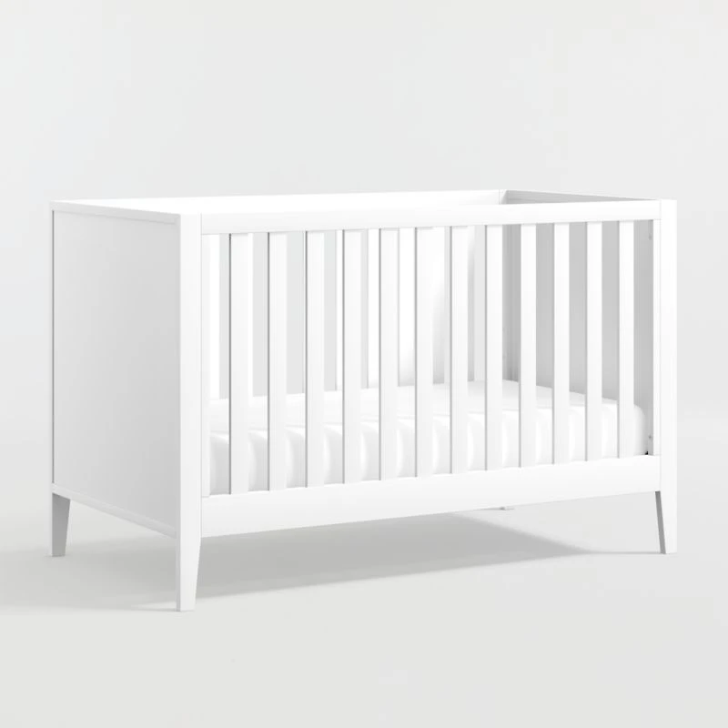 Ever Simple White Wood Convertible Baby Crib with Toddler Bed Rail