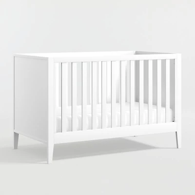 Ever Simple White Wood Convertible Baby Crib with Toddler Bed Rail