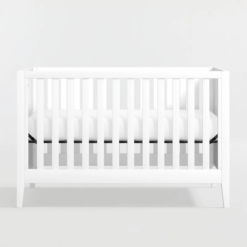 Ever Simple White Wood Convertible Baby Crib with Toddler Bed Rail