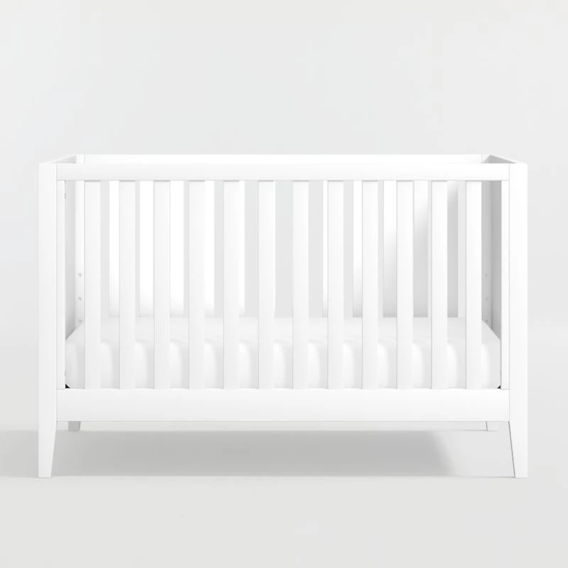 Ever Simple White Wood Convertible Baby Crib with Toddler Bed Rail