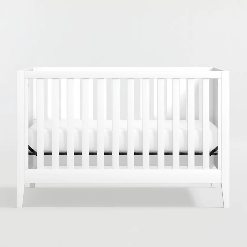 Ever Simple White Wood Convertible Baby Crib with Toddler Bed Rail