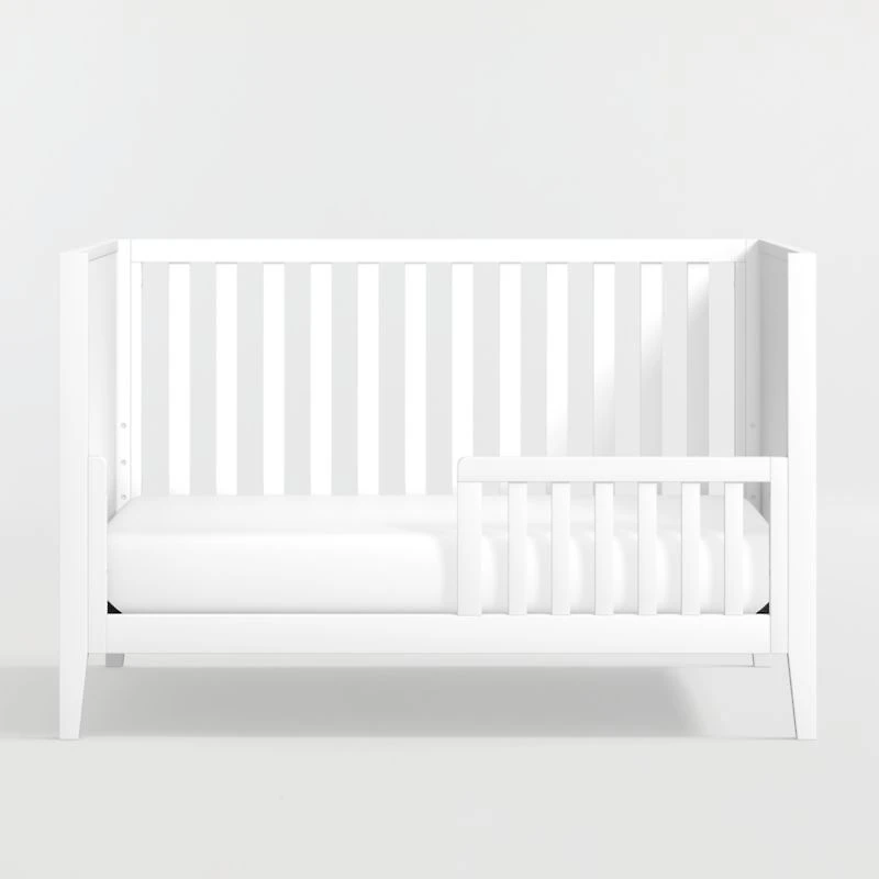 Ever Simple White Wood Convertible Baby Crib with Toddler Bed Rail
