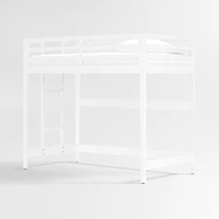 Ever Simple White Wood Kids Loft Bed with Left Ladder