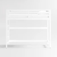 Ever Simple White Wood Kids Loft Bed with Left Ladder