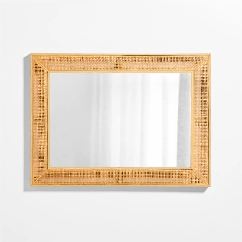 Evi Woven Natural Rattan Border Wall Mirror 34"x46"