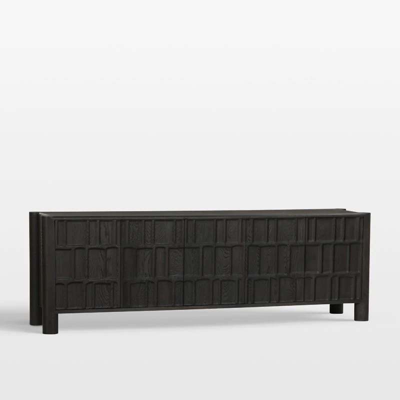Ezri 82" Carved Oak Wood Storage Media Console