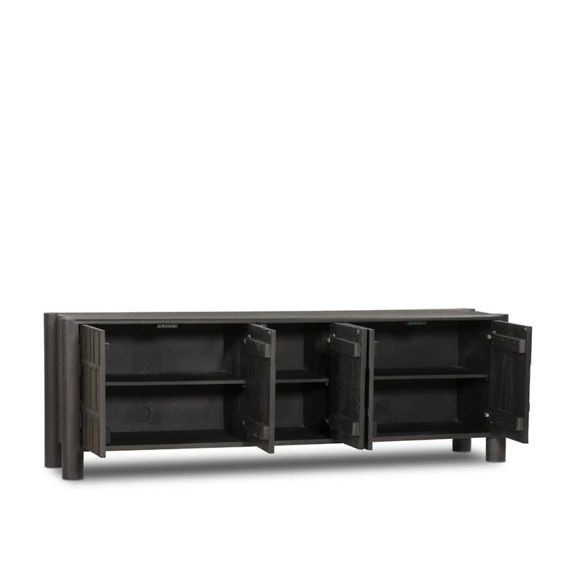 Ezri 82" Carved Oak Wood Storage Media Console