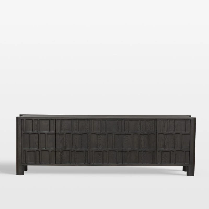 Ezri 82" Carved Oak Wood Storage Media Console