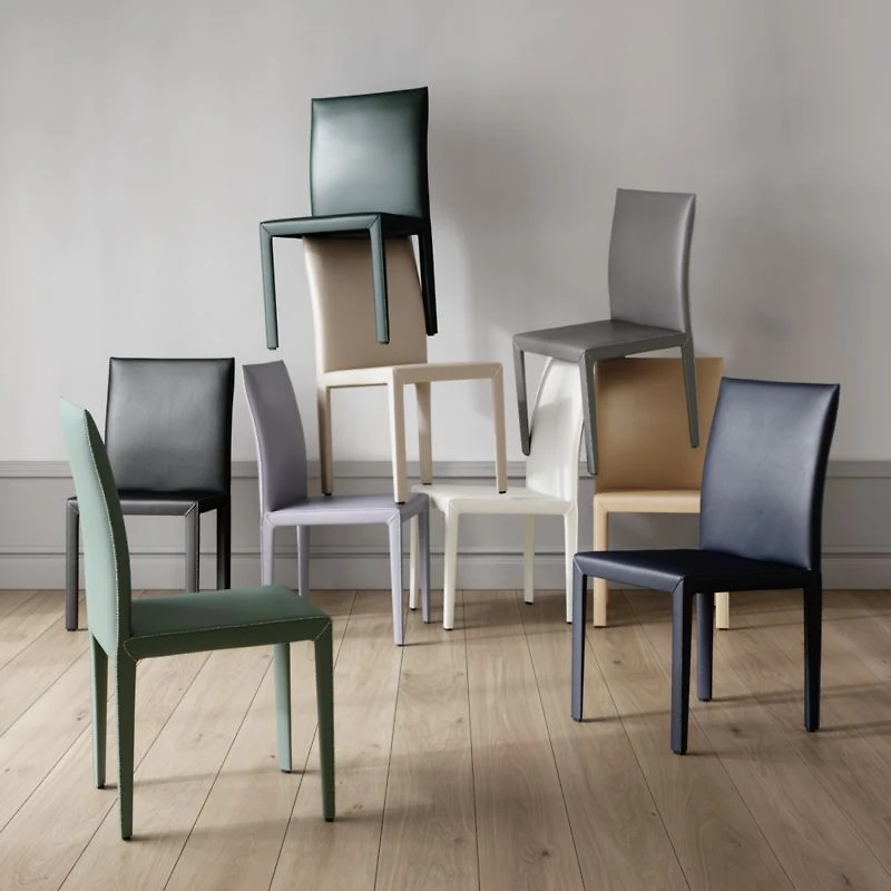 Folio Deep Blue Top-Grain Leather Dining Chair