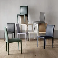 Folio Deep Blue Top-Grain Leather Dining Chair