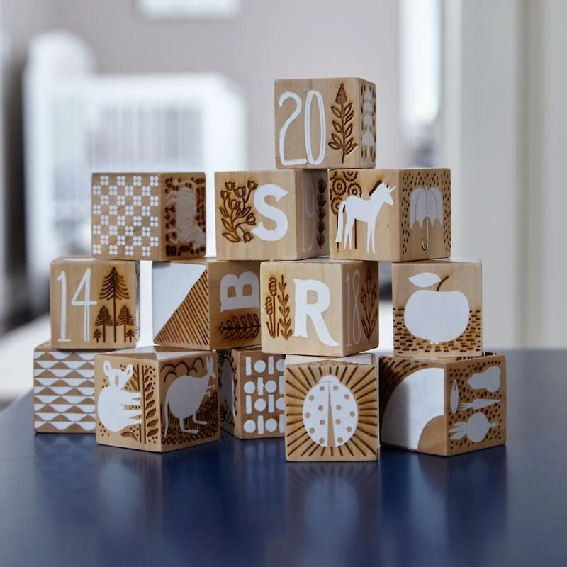 Etched Wooden Baby Blocks